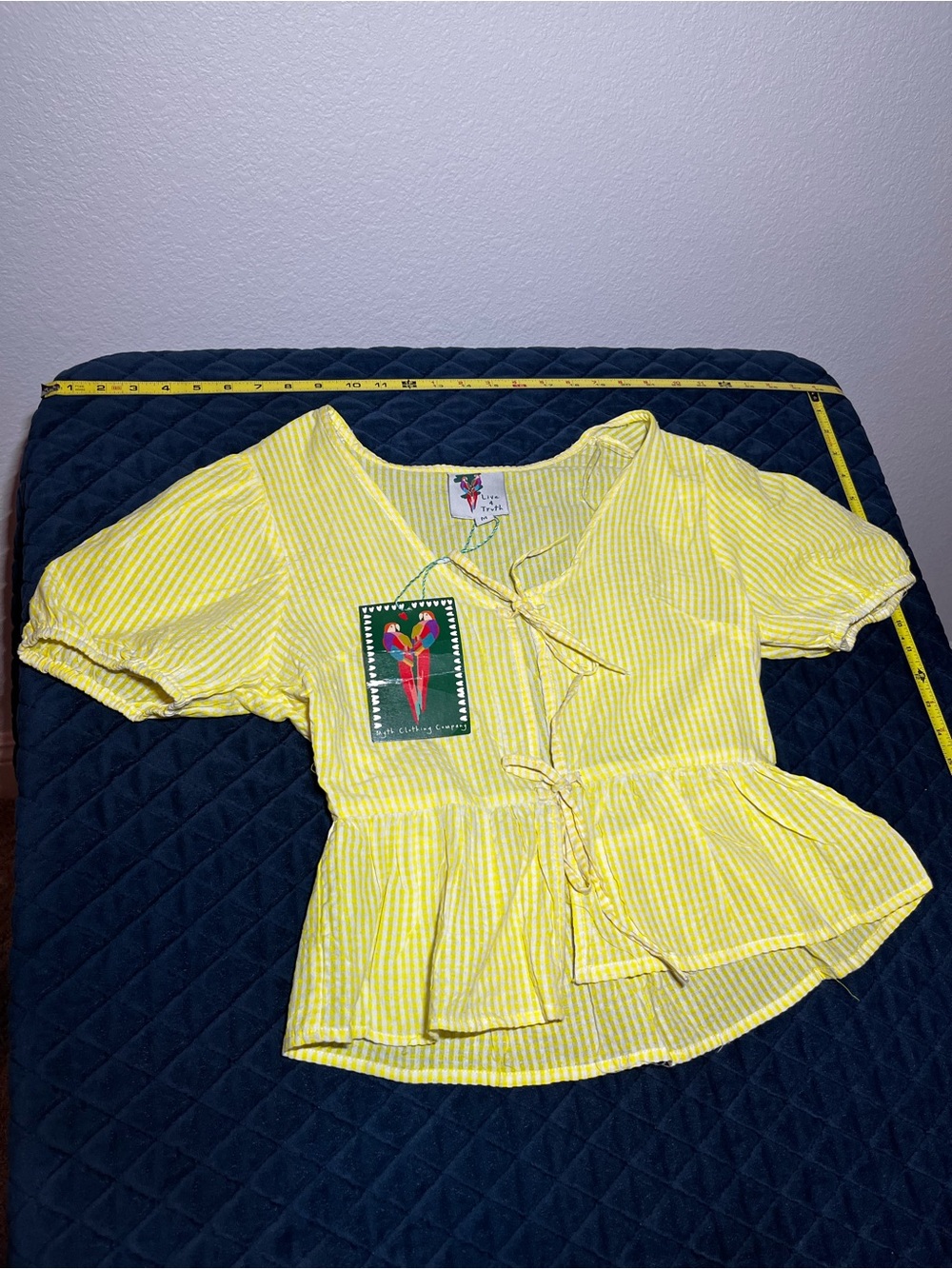 Tula Yellow Striped Tie-Front Peplum Blouse